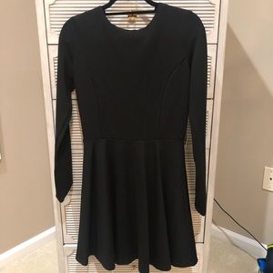 Classic black long sleeve skater dress